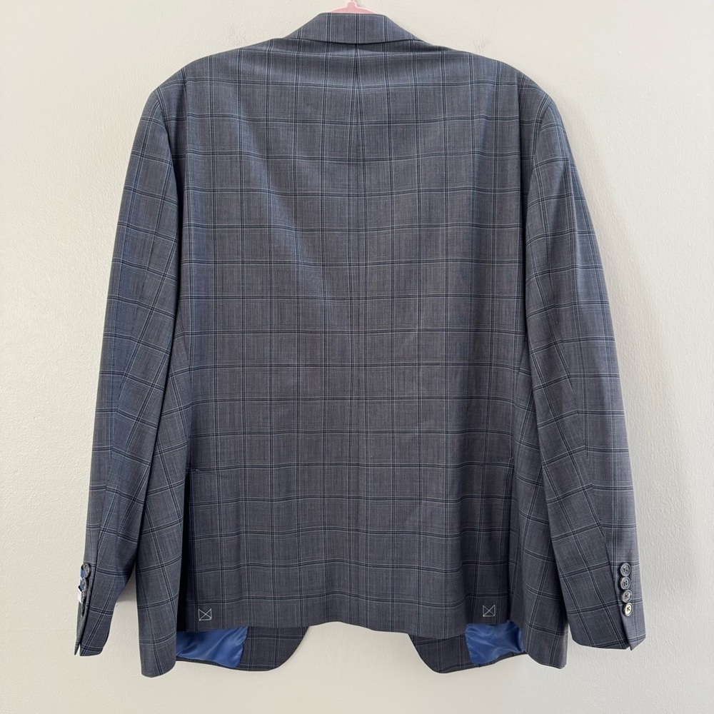NWT Hart Schaffner Marx Gray Blue Plaid New York Fit 2pc Suit Jacket Pants - Picture 8 of 16